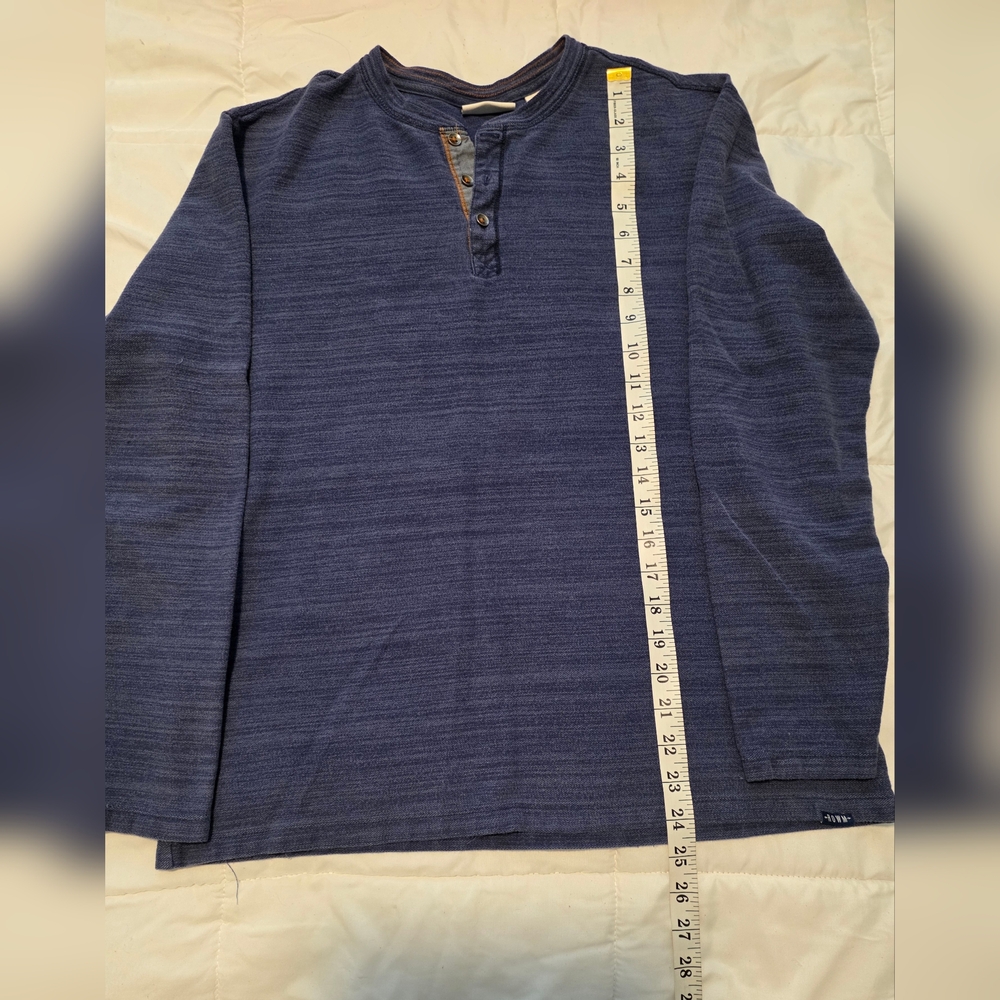 Rowm Long Sleeve Henley Shirt Mens Medium Heathered Blue - Picture 6 of 7